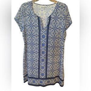 Lands’ End Sz M 10/12 Casual
Summer Blue White Pattern Shift Dress